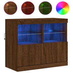 vidaXL Sideboard with LED Lights Cupboard Highboard Storage Buffet Cabinet - brown oak