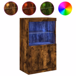 vidaXL Sideboard with LED Lights Cupboard Highboard Storage Buffet Cabinet - smoked oak