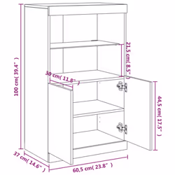 vidaXL Sideboard with LED Lights Cupboard Highboard Storage Buffet Cabinet - smoked oak