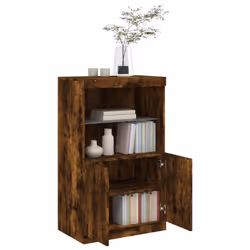 vidaXL Sideboard with LED Lights Cupboard Highboard Storage Buffet Cabinet - smoked oak - Additional view 4