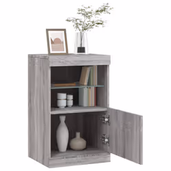 vidaXL Sideboard with LED Lights Cupboard Highboard Storage Buffet Cabinet - grey sonoma - Additional view 4