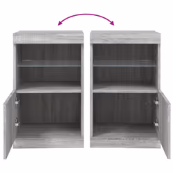 vidaXL Sideboard with LED Lights Cupboard Highboard Storage Buffet Cabinet - grey sonoma - Additional view 9