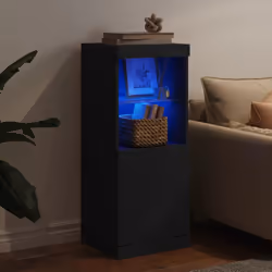 vidaXL Sideboard with LED Lights Cupboard Highboard Storage Cabinet Sonoma Oak - black - Additional view 2