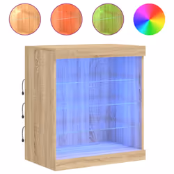 vidaXL Sideboard with LED Lights Cupboard Highboard Storage Cabinet Sonoma Oak