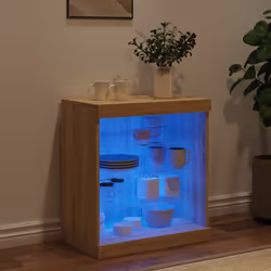 vidaXL Sideboard with LED Lights Cupboard Highboard Storage Cabinet Sonoma Oak