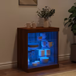 vidaXL Sideboard with LED Lights Cupboard Highboard Storage Cabinet Brown Oak - Additional view 2