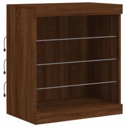 vidaXL Sideboard with LED Lights Cupboard Highboard Storage Cabinet Brown Oak - Additional view 4
