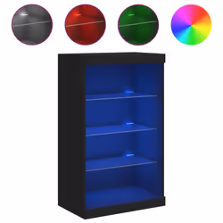 vidaXL Sideboard with LED Lights Cupboard Highboard Side Cabinet Concrete Grey - black