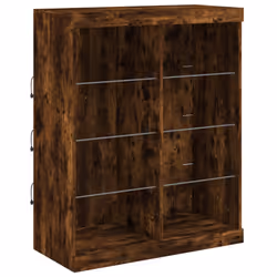 vidaXL Sideboard with LED Lights Cupboard Highboard Storage Cabinet Smoked Oak - Additional view 2