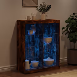 vidaXL Sideboard with LED Lights Cupboard Highboard Storage Cabinet Smoked Oak - Additional view 3