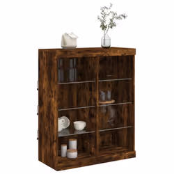 vidaXL Sideboard with LED Lights Cupboard Highboard Storage Cabinet Smoked Oak - Additional view 4