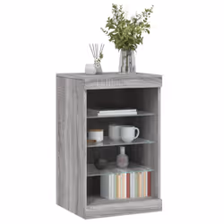 vidaXL Sideboard with LED Lights Cupboard Highboard Side Cabinet Grey Sonoma - Additional view 4