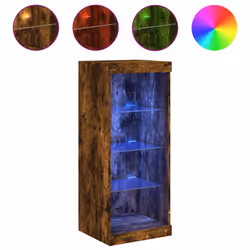 vidaXL Sideboard with LED Lights Cupboard Highboard Storage Cabinet Smoked Oak