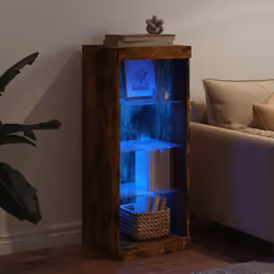 vidaXL Sideboard with LED Lights Cupboard Highboard Storage Cabinet Smoked Oak