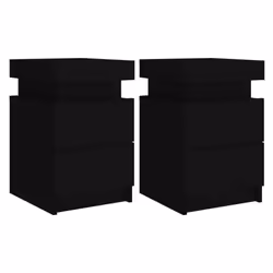 vidaXL Bedside Cabinets with LED Lights Nightstand Bed Cabinet Side Table - black, 2 pcs