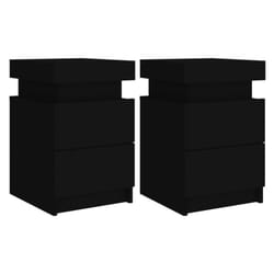 vidaXL Bedside Cabinets with LED Lights Nightstand Bed Cabinet Side Table - black, 2 pcs