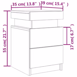 vidaXL Bedside Cabinets with LED Lights Nightstand Bed Cabinet Side Table - black, 2 pcs