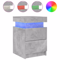vidaXL Bedside Cabinets with LED Lights Nightstand Bed Cabinet Side Table - concrete grey, 1 pcs
