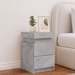vidaXL Bedside Cabinets with LED Lights Nightstand Bed Cabinet Side Table - concrete grey, 1 pcs