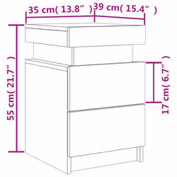 vidaXL Bedside Cabinets with LED Lights Nightstand Bed Cabinet Side Table - concrete grey, 1 pcs
