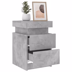 vidaXL Bedside Cabinets with LED Lights Nightstand Bed Cabinet Side Table - concrete grey, 1 pcs - Additional view 4