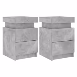 vidaXL Bedside Cabinets with LED Lights Nightstand Bed Cabinet Side Table - concrete grey, 2 pcs