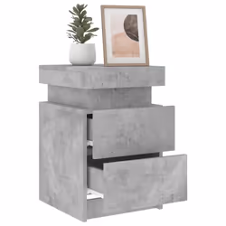 vidaXL Bedside Cabinets with LED Lights Nightstand Bed Cabinet Side Table - concrete grey, 2 pcs - Additional view 4