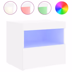 vidaXL Bedside Cabinet with LED Lights Nightstand Bed Side Table Sonoma Oak - white, 1 pcs