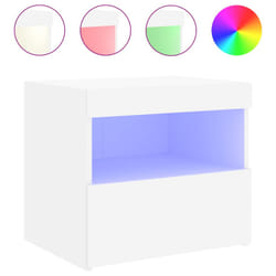 vidaXL Bedside Cabinet with LED Lights Nightstand Bed Side Table Sonoma Oak - white, 1 pcs