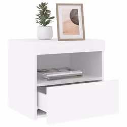 vidaXL Bedside Cabinet with LED Lights Nightstand Bed Side Table Sonoma Oak - white, 1 pcs - Additional view 4