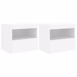 vidaXL Bedside Cabinet with LED Lights Nightstand Bed Side Table Sonoma Oak - white, 2 pcs
