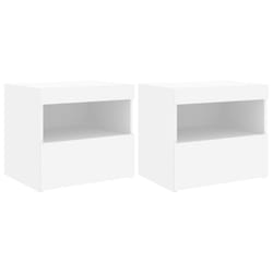 vidaXL Bedside Cabinet with LED Lights Nightstand Bed Side Table Sonoma Oak - white, 2 pcs