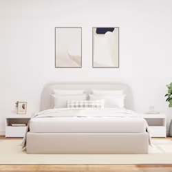 vidaXL Bedside Cabinet with LED Lights Nightstand Bed Side Table Sonoma Oak - white, 2 pcs