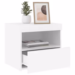 vidaXL Bedside Cabinet with LED Lights Nightstand Bed Side Table Sonoma Oak - white, 2 pcs - Additional view 4