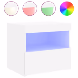 vidaXL Bedside Cabinet with LED Lights Nightstand Bed Side Table Sonoma Oak - white, 2 pcs - Additional view 5