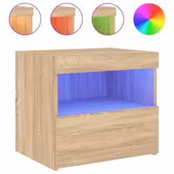 vidaXL Bedside Cabinet with LED Lights Nightstand Bed Side Table Sonoma Oak - sonoma oak, 1 pcs