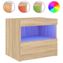 vidaXL Bedside Cabinet with LED Lights Nightstand Bed Side Table Sonoma Oak - sonoma oak, 1 pcs