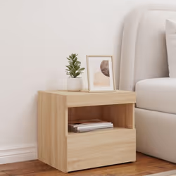vidaXL Bedside Cabinet with LED Lights Nightstand Bed Side Table Sonoma Oak - sonoma oak, 1 pcs
