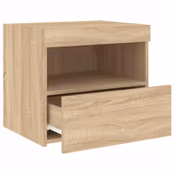 vidaXL Bedside Cabinet with LED Lights Nightstand Bed Side Table Sonoma Oak - sonoma oak, 1 pcs - Additional view 6