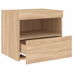 vidaXL Bedside Cabinet with LED Lights Nightstand Bed Side Table Sonoma Oak - sonoma oak, 2 pcs - Additional view 7