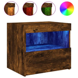 vidaXL Bedside Cabinet with LED Lights Nightstand Bed Side Table Sonoma Oak - smoked oak, 1 pcs