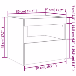 vidaXL Bedside Cabinet with LED Lights Nightstand Bed Side Table Sonoma Oak - smoked oak, 1 pcs
