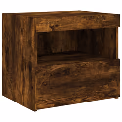 vidaXL Bedside Cabinet with LED Lights Nightstand Bed Side Table Sonoma Oak - smoked oak, 1 pcs - Additional view 5