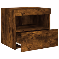 vidaXL Bedside Cabinet with LED Lights Nightstand Bed Side Table Sonoma Oak - smoked oak, 1 pcs - Additional view 6