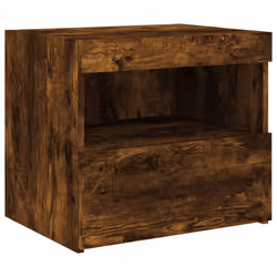 vidaXL Bedside Cabinet with LED Lights Nightstand Bed Side Table Sonoma Oak - smoked oak, 2 pcs - Additional view 6