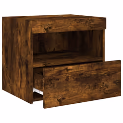 vidaXL Bedside Cabinet with LED Lights Nightstand Bed Side Table Sonoma Oak - smoked oak, 2 pcs - Additional view 7