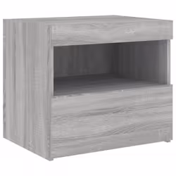 vidaXL Bedside Cabinet with LED Lights Grey Sonoma 50x40x45 cm - Additional view 5