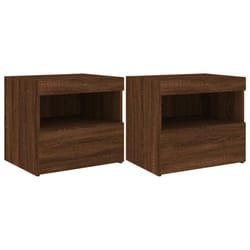 vidaXL Bedside Cabinet with LED Lights Nightstand Bed Side Table Sonoma Oak - brown oak, 2 pcs