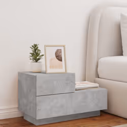 vidaXL Bedside Cabinet with LED Lights Nightstand Bed Table Concrete Grey