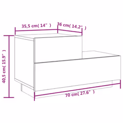 vidaXL Bedside Cabinet with LED Lights Nightstand Bed Table Concrete Grey